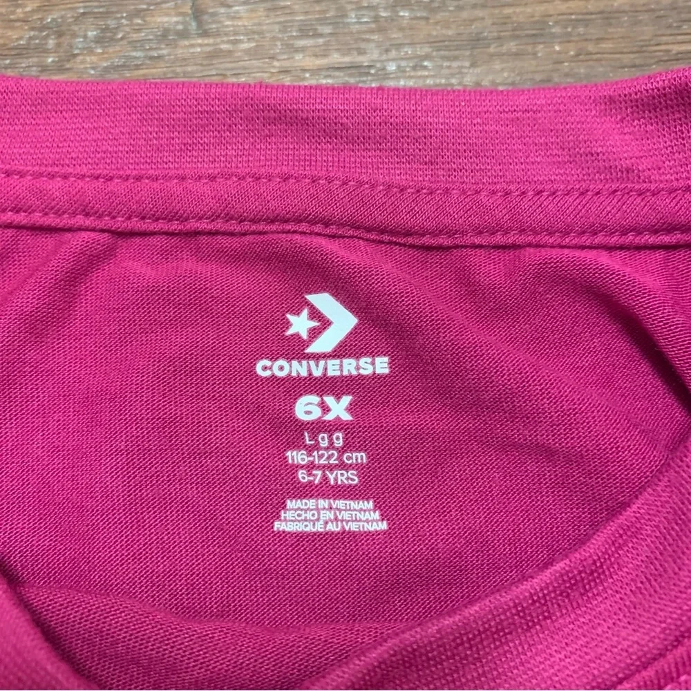 Girls Size 6X Pink Converse All Star Crop Top T-Shirt Short Sleeve Logo Tee